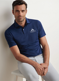 Men's Navy Peter Millar Tailored Fit Solid Performance Jersey Polo